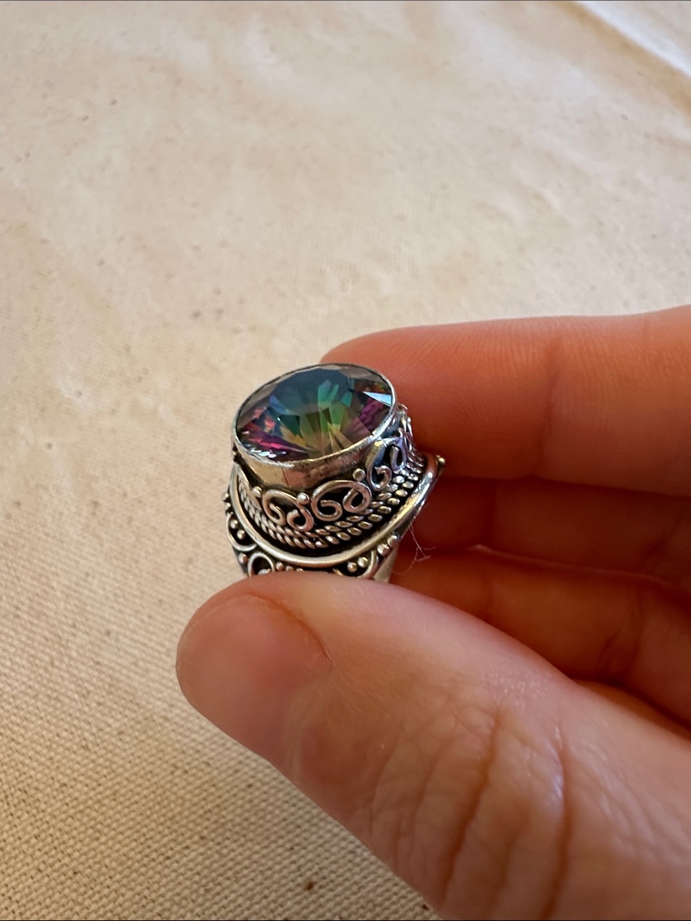Mystic Rainbow Topaz Sterling Silver Ring - Picture 9 of 14